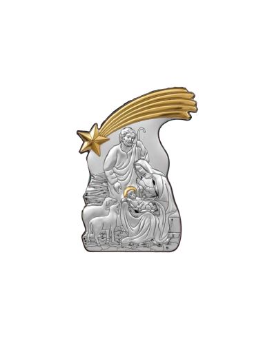Nacimiento Cuadro Aluminio Pvd Dorado 7X10Cm Estrella Polar Ovejas