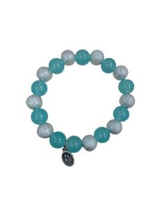 Brazalete Plast. Efecto Plata V. Carmen Celeste Agua