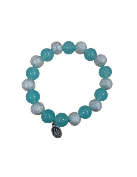 Brazalete Plast. Efecto Plata V. Carmen Celeste Agua