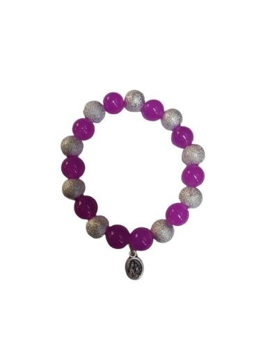 Brazalete Plast. Efecto Plata V. Carmen Fucsia