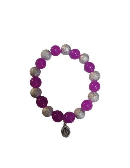 Brazalete Plast. Efecto Plata V. Carmen Fucsia