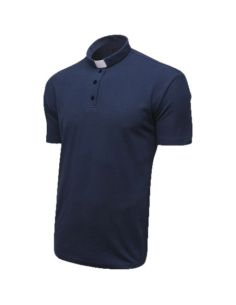 Polo Sacerdotal algodón Manga Corta Azulón L