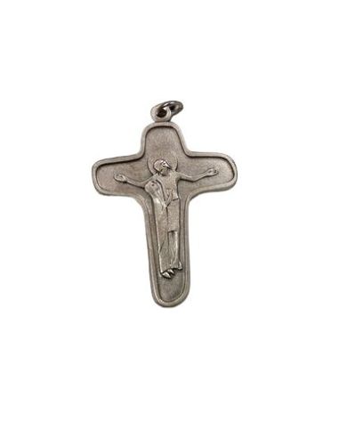 Cruz Schoenstatt Metal Cristo Con Virgen 47Mm