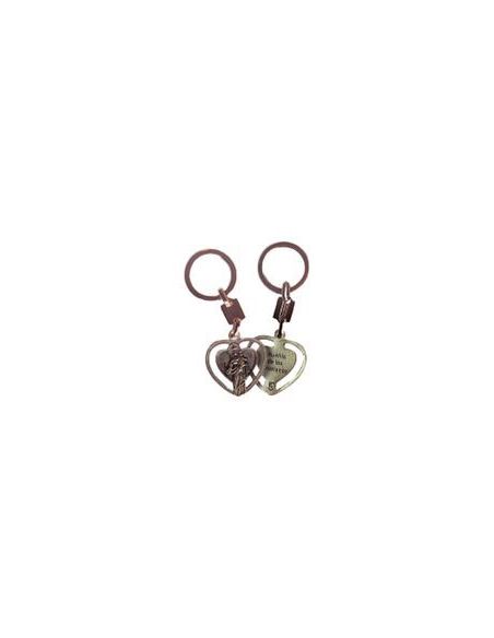 Llavero Corazon Metal Auxiliadora + Auxilio De Los Cristianos