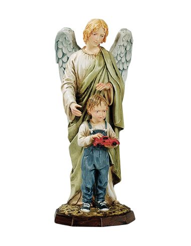 Angel De La Guarda Niño 17Cm Resina Marmol 1355