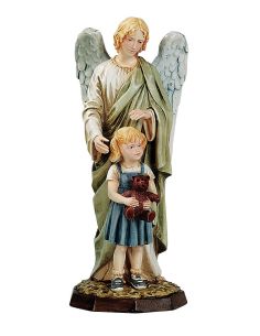Angel De La Guarda Niña 17Cm Resina Marmol 1356