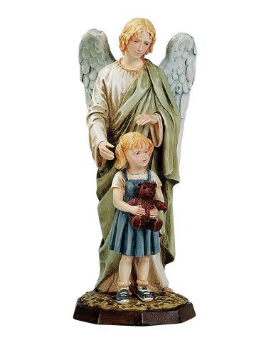 Angel De La Guarda Niña 17Cm Resina Marmol 1356