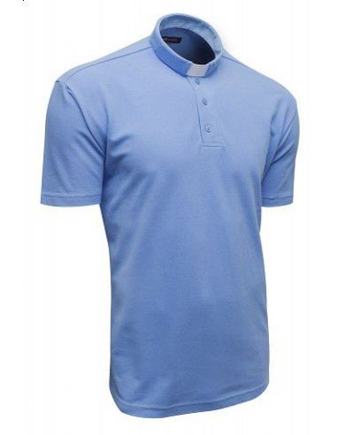 Polo Sacerdotal algodón Manga Corta Celeste M