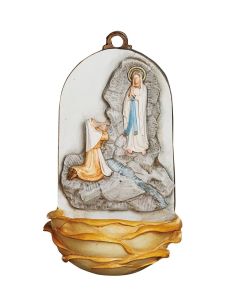 Benditera Aparición Lourdes 12X7Cm Resina Marmol