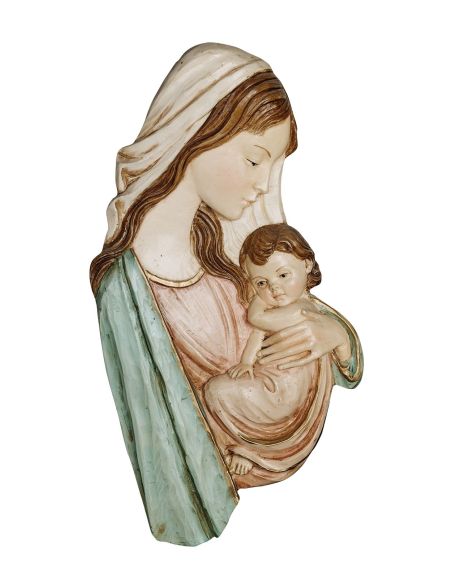 Placa Virgen Con Niño 26X12Cm Resina Marmol