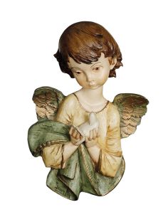 Placa Relieve Angel Con Paloma 22X13Cm Resina Marmol