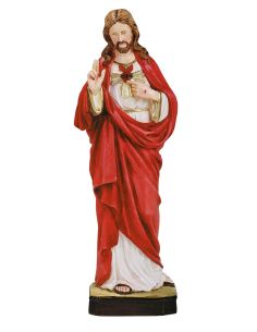 Sagrado Corazon Jesus 30Cm Resina Marmol Blanca (Todo En Blanco)