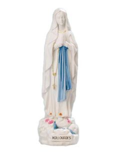 Virge Lourdes 20Cm Blanca Decorada Resina Marmol