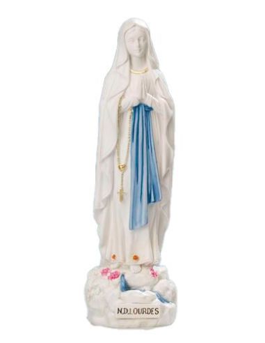 Virge Lourdes 20Cm Blanca Decorada Resina Marmol