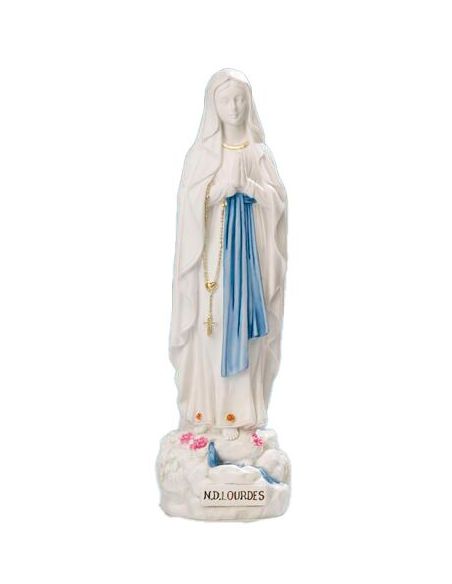 Virge Lourdes 20Cm Blanca Decorada Resina Marmol