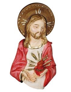Placa Sagrado Corazon De Jesus 16X7Cm Resina Marmol
