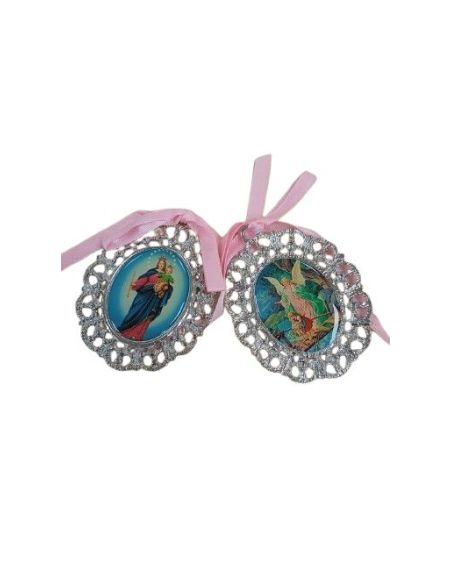 Medalla Cuna 75Mm Auxiliadora/Guarda Puente  Lazo Rosa