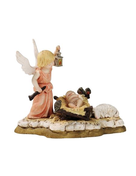 Angel Con Niño Jesus 12,5X8X9Cm Resina Marmol