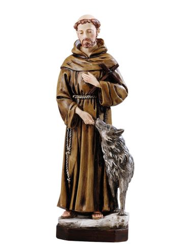San Francisco Con Lobo 30Cm Resina Marmol