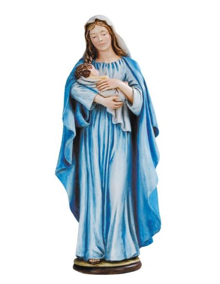 Virgen Con Niño 30Cm Resina Marmol