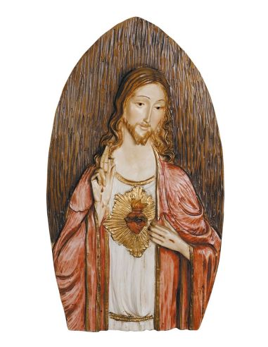 Placa Sagrado Corazón De Jesus 25X14Cm  Resina Marmol