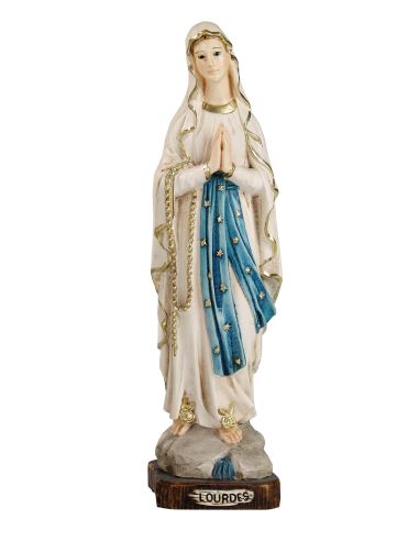 Virgen Lourdes 30 Cm Resina Mármol 441