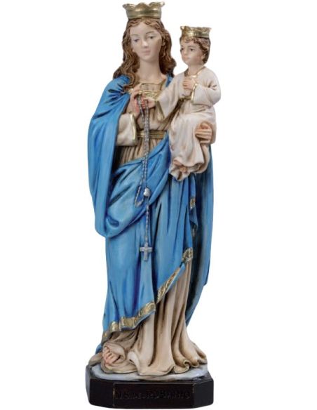 Virgen Del Rosario 30Cm Corlor Blanca Resina Marmol