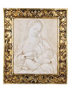 Cuadro Martenidad Blanco Antiguo Y Oro C/Marco 38X33Cm
