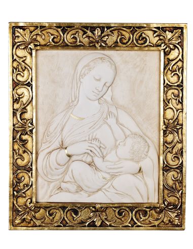 Cuadro Martenidad Blanco Antiguo Y Oro C/Marco 38X33Cm