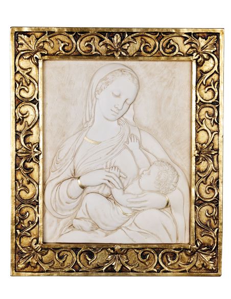 Cuadro Martenidad Blanco Antiguo Y Oro C/Marco 38X33Cm