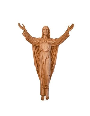 Cristo Resucitado 32 Cm. Resina Marmol Color Madera Para Mesa Y Pared