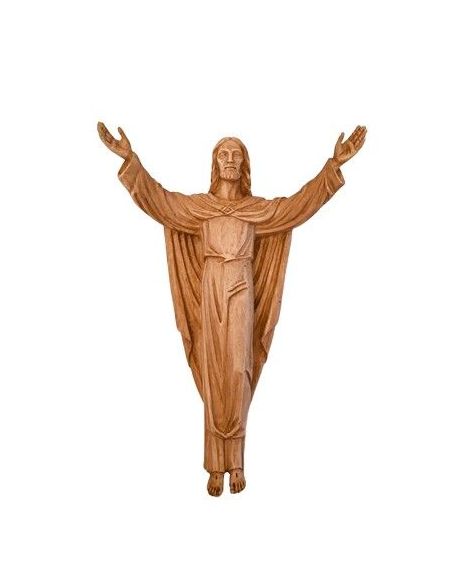 Cristo Resucitado 32 Cm. Resina Marmol Color Madera Para Mesa Y Pared