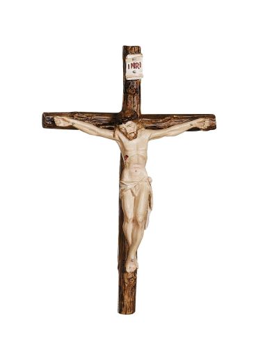 Cruz Tronco Cristo Color 20 Cm Resina Marmol