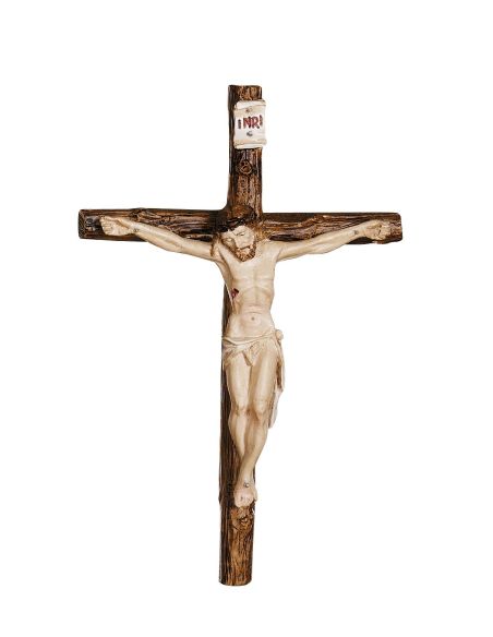 Cruz Tronco Cristo Color 20 Cm Resina Marmol
