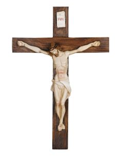 Cruz Tronco Cristo Color 40Cm Resina Marmol