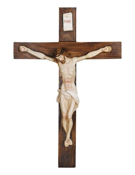 Cruz Tronco Cristo Color 40Cm Resina Marmol