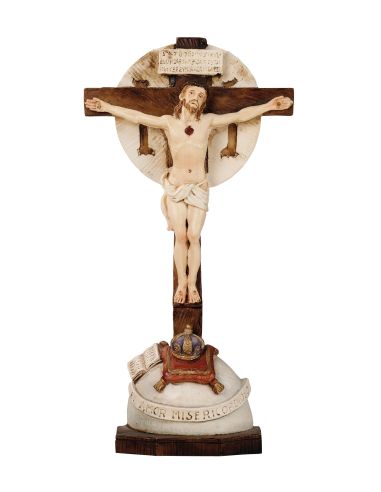 Crucifijo Con Base 29X14Cm Resina Marmol