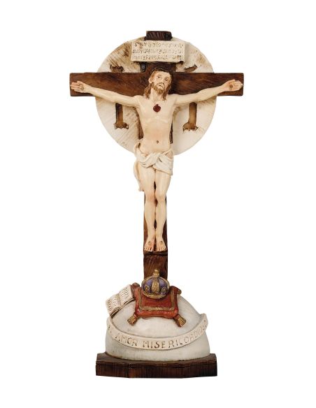 Crucifijo Con Base 29X14Cm Resina Marmol