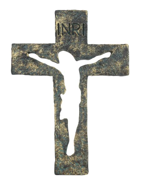 Crucifijo Resina Marmol 29X20Cm Efec.Piedra Rame
