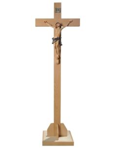 Crucifijo Pie Madera Clara Resina 190X60X30Cm