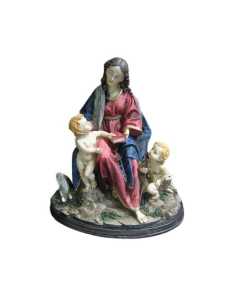 Virgen Con Niño Jesus Y San Juan 23 Cm