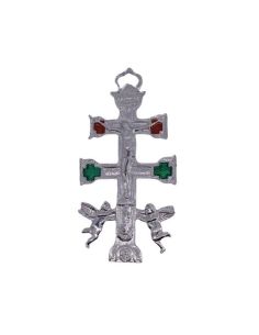 Cruz Caravaca Metal 115X75Mm Baño Plata/Esmalte