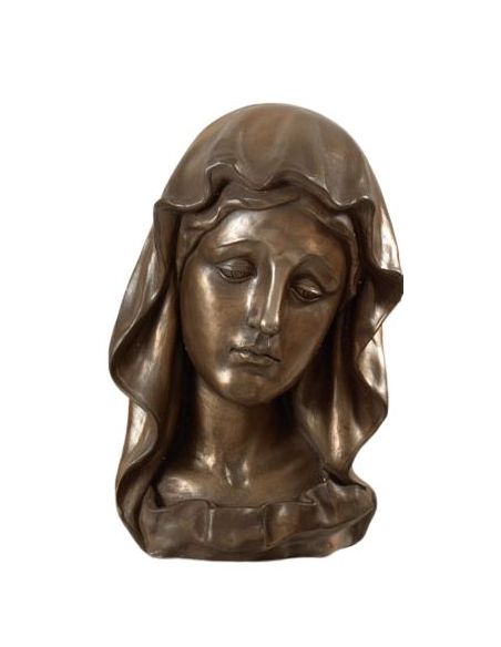 Busto Virgen Bronce Resina Pesada 18Cm(6)