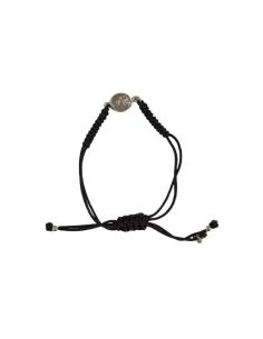 Pulsera Plata Escapulario Macrame Negro