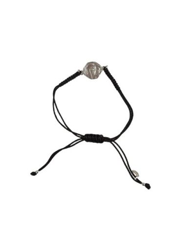 Pulsera Plata V. Camino Octog.13Mm Macrame Negro