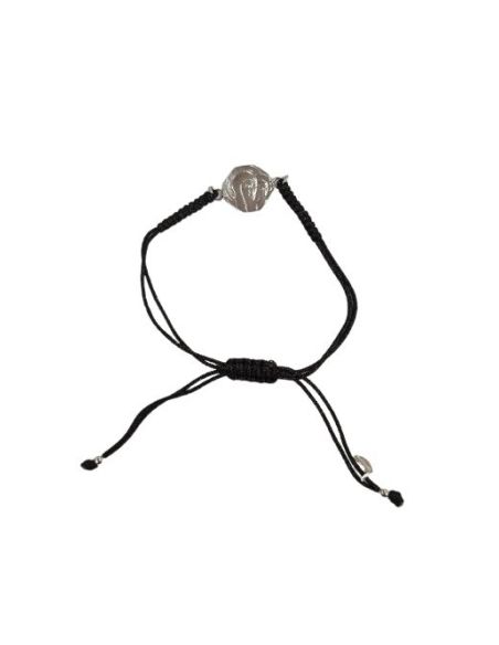 Pulsera Plata V. Camino Octog.13Mm Macrame Negro