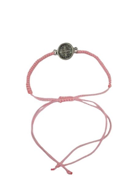 Pulsera S. Benito Baño Plata 15Mm Macrame Rosa