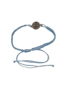 Pulsera S. Benito Baño Plata 15Mm Macrame Azul Celeste