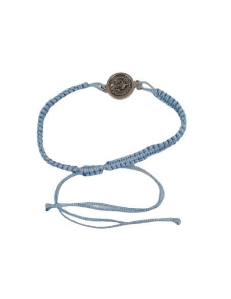 Pulsera S. Benito Baño Plata 15Mm Macrame Azul Celeste