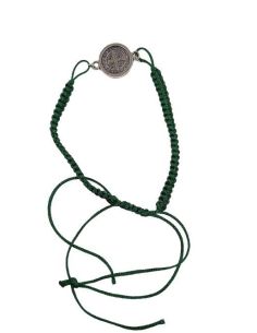 Pulsera S. Benito Baño Plata 15Mm Macrame Verde